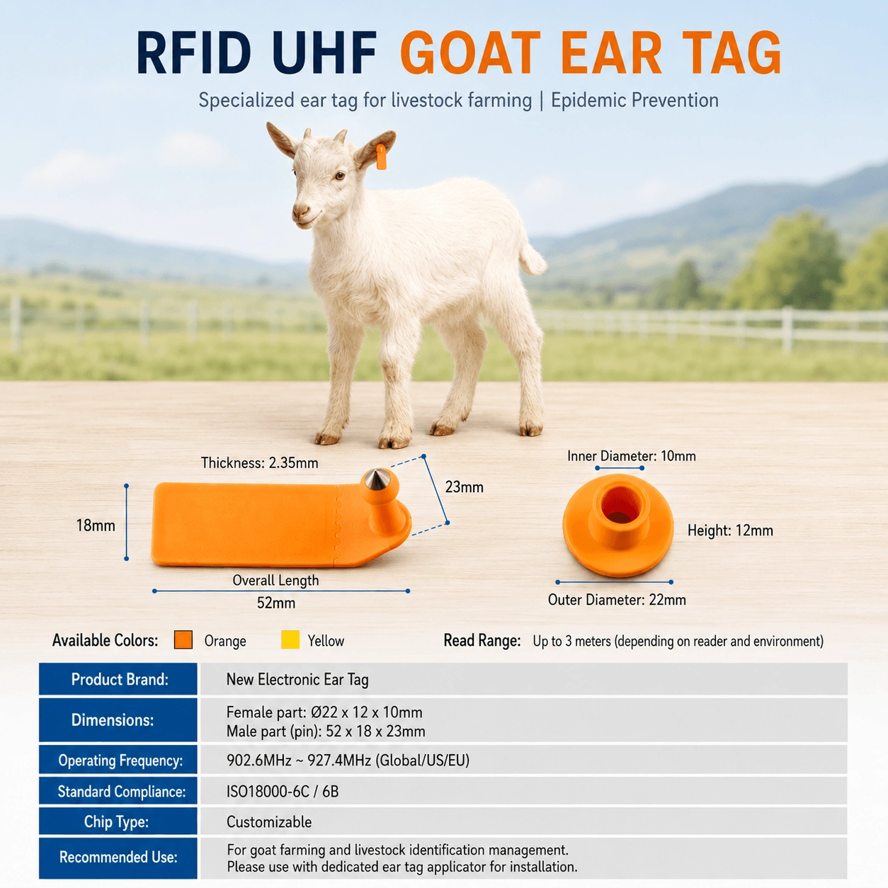 RFID-Schafsohrmarke zur Identifizierung von Nutztieren